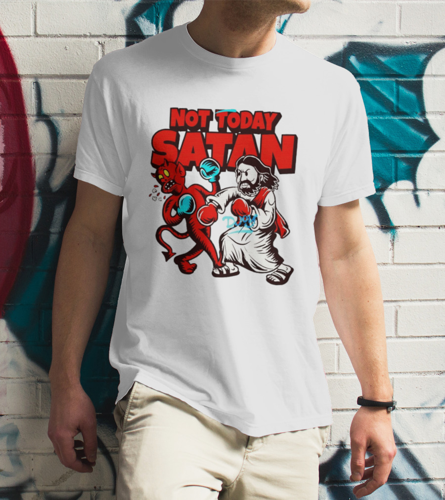 Not Today Satan God Versus Devil Boxing Match T-Shirt