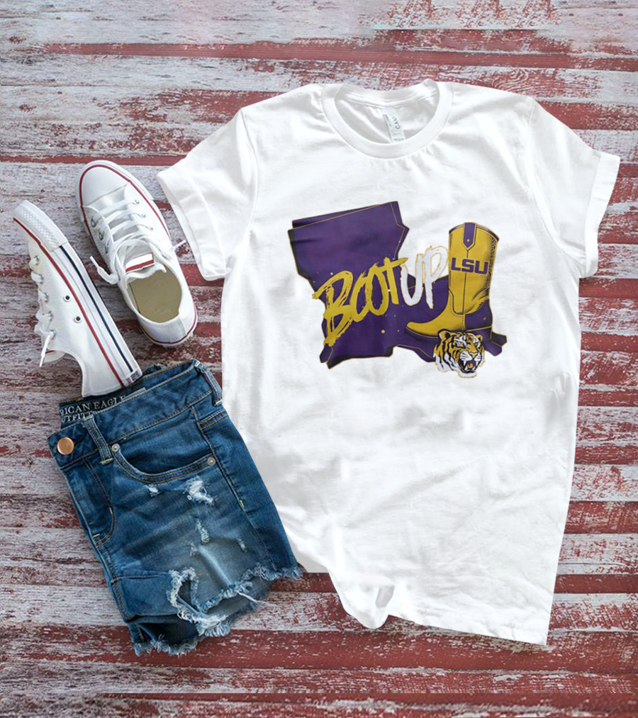 Welcome Home Coach Will Wade Boot Up LSU Tigers Louisiana Map And Boot With LSU Logo And Tiger Head T-Shirt
