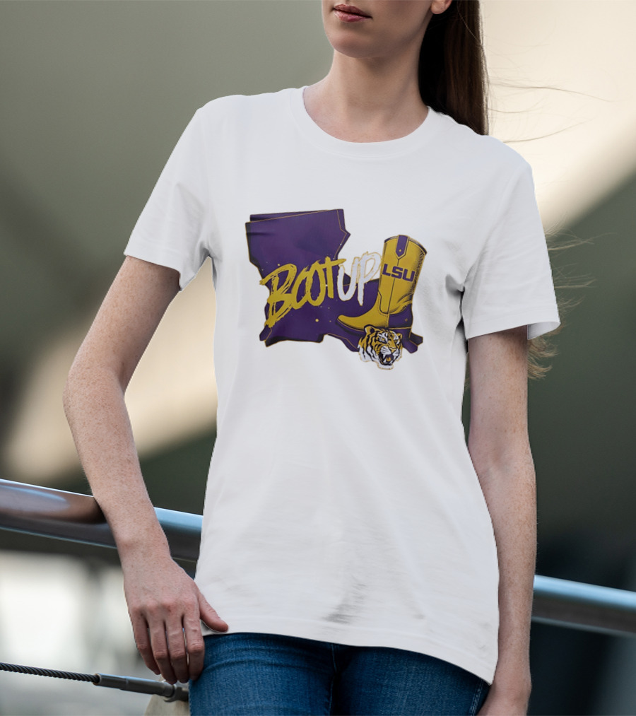 Welcome Home Coach Will Wade Boot Up LSU Tigers Louisiana Map And Boot With LSU Logo And Tiger Head T-Shirt