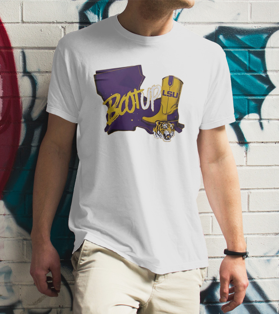 Welcome Home Coach Will Wade Boot Up LSU Tigers Louisiana Map And Boot With LSU Logo And Tiger Head T-Shirt
