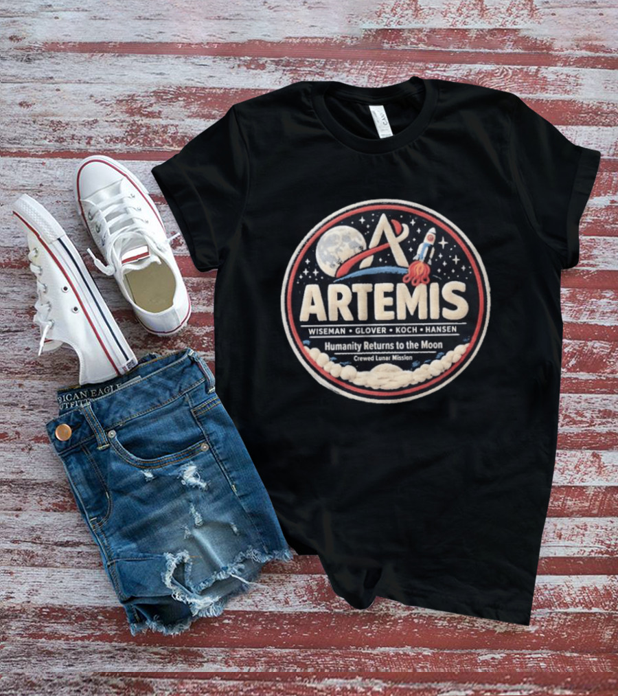 Artemis 2 Mission Faux Lunar Patch NASA T-Shirt
