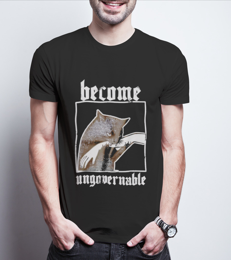 Become Ungovernable Cat Biting Hand T-Shirt