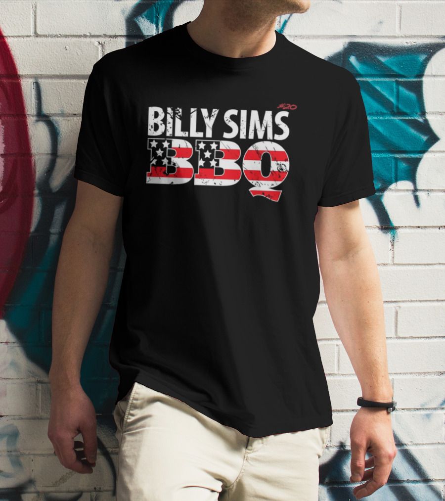 Billy Sims BBQ American Flag Stars And Stripes T-Shirt