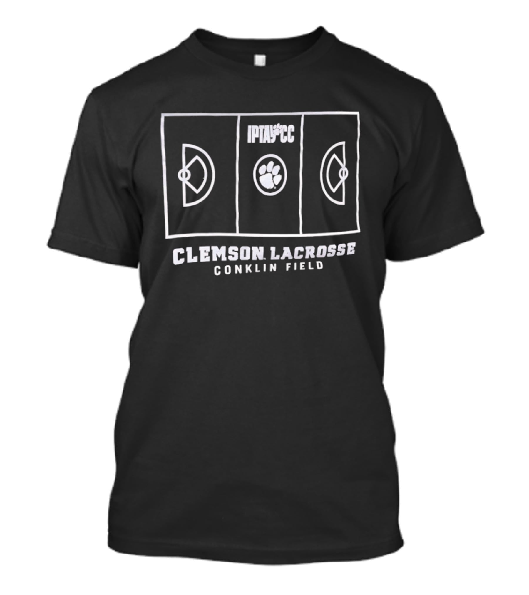 Clemson Lacrosse Conklin Field Paw Print And Field Lines T-Shirt