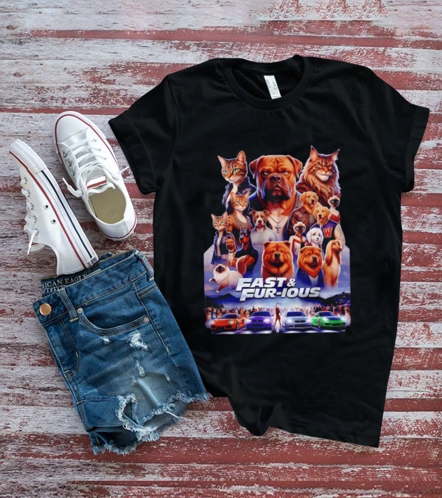 Dogs Cats Fast And Fur Ious Car Racing Pets T-Shirt