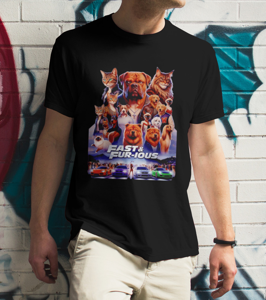 Dogs Cats Fast And Fur Ious Car Racing Pets T-Shirt