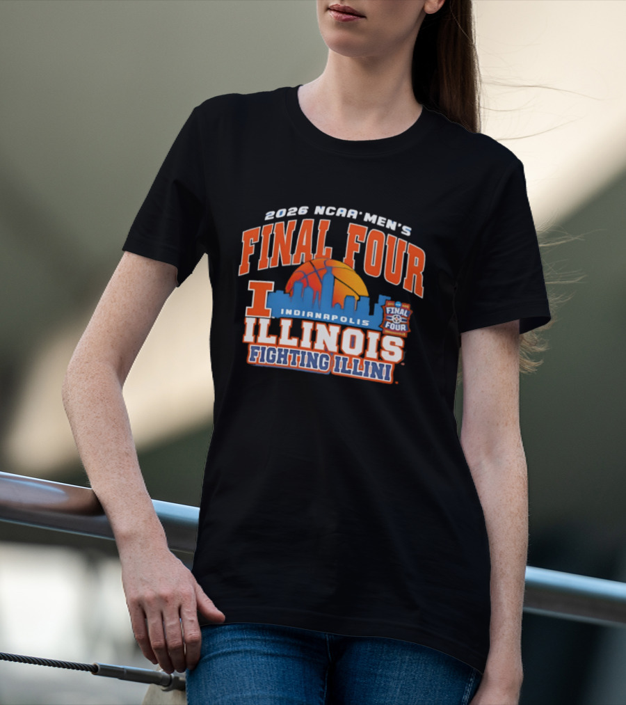 2026 NCAA Men's Final Four Indianapolis Illinois Fighting Illini Basketball Skyline T-Shirt