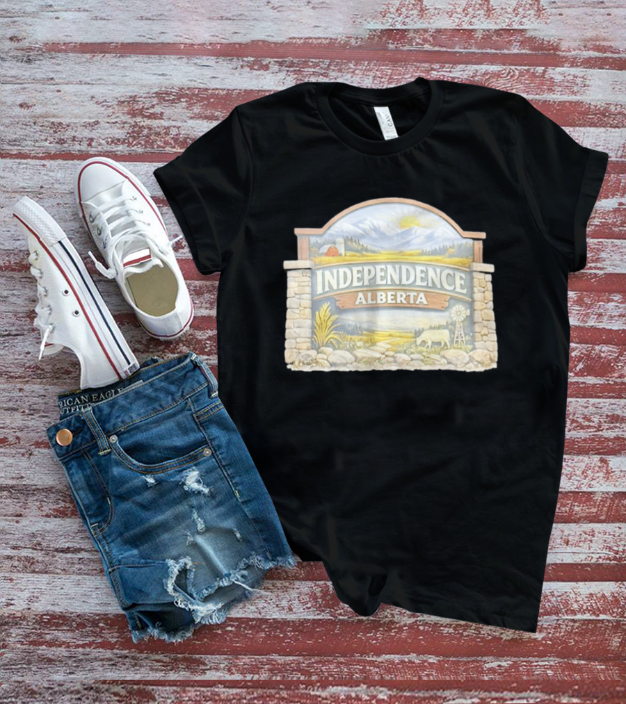 Independence Alberta Rural Landscape Sign Farm Scene T-Shirt
