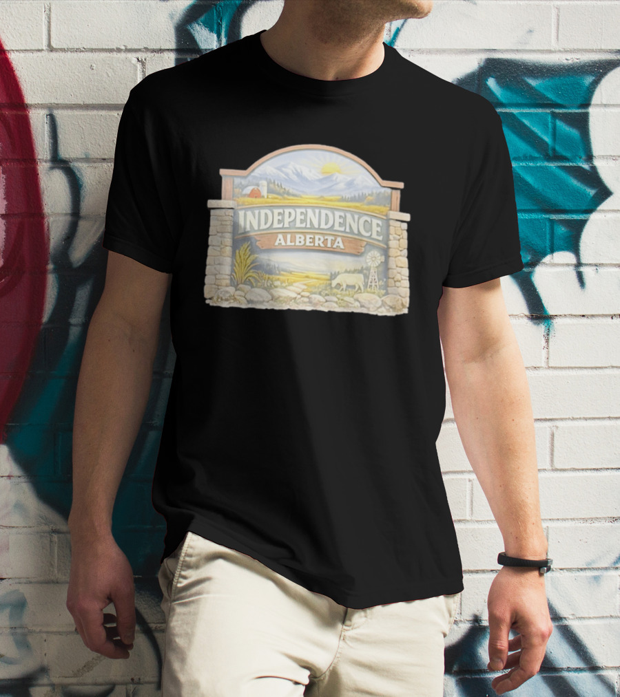 Independence Alberta Rural Landscape Sign Farm Scene T-Shirt