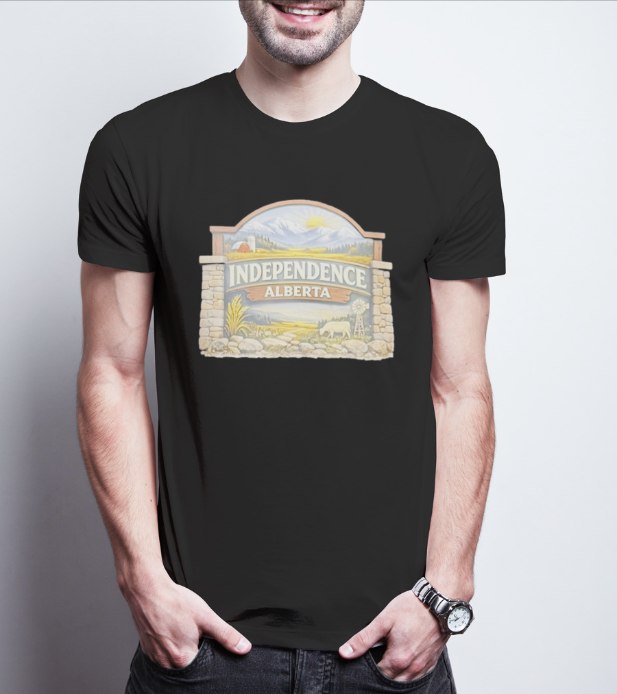 Independence Alberta Rural Landscape Sign Farm Scene T-Shirt