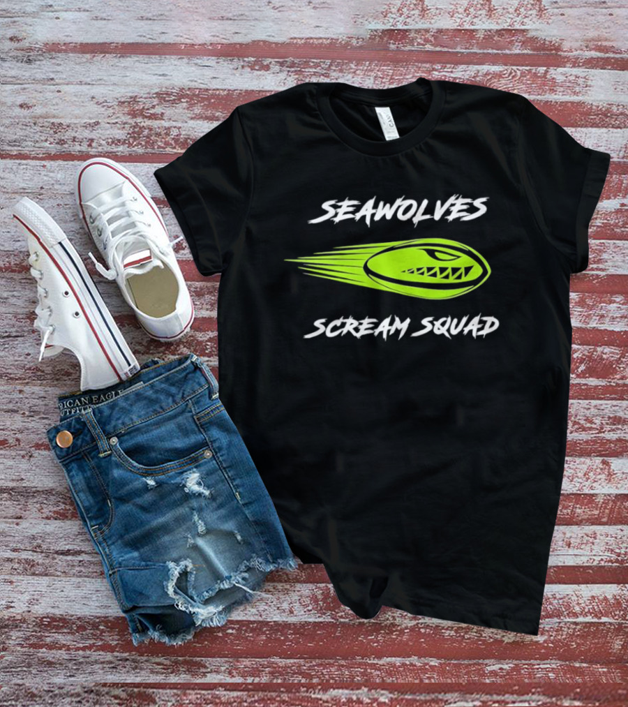 Seawolves Scream Squad Rugby Branding Lime Green Fierce T-Shirt