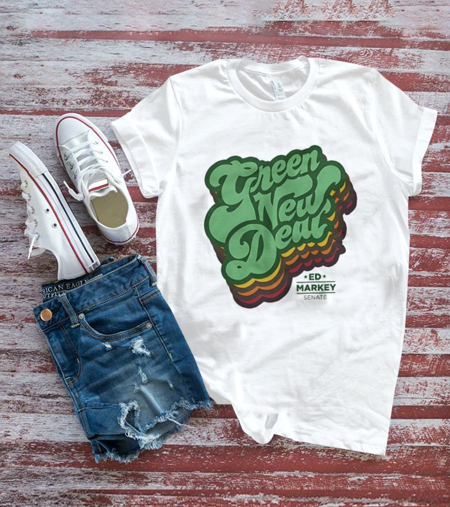 Green New Deal Ed Markey Senate Retro Font T-Shirt