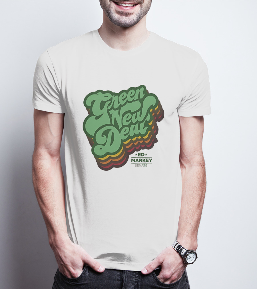 Green New Deal Ed Markey Senate Retro Font T-Shirt