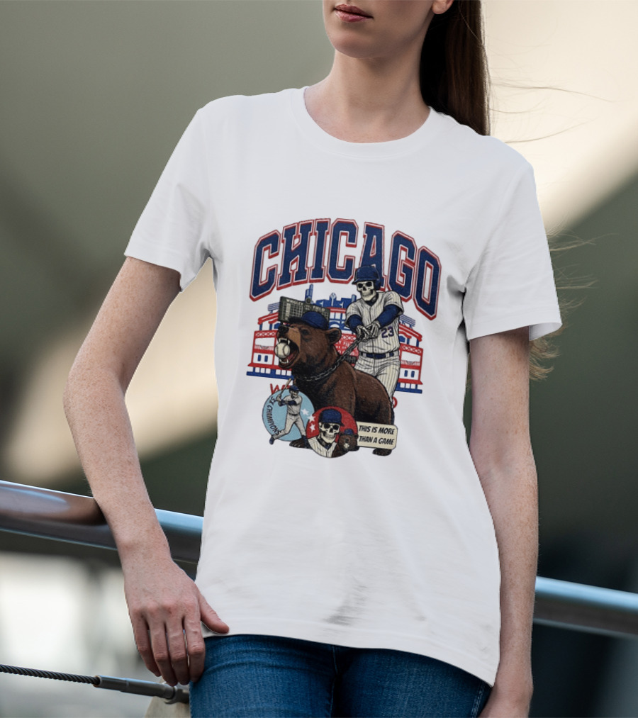 Chicago Cubs Wrigley Field Skeleton Baseball Champions This Is More Than A Game T-Shirt