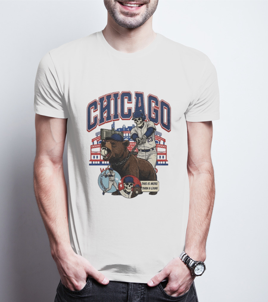 Chicago Cubs Wrigley Field Skeleton Baseball Champions This Is More Than A Game T-Shirt