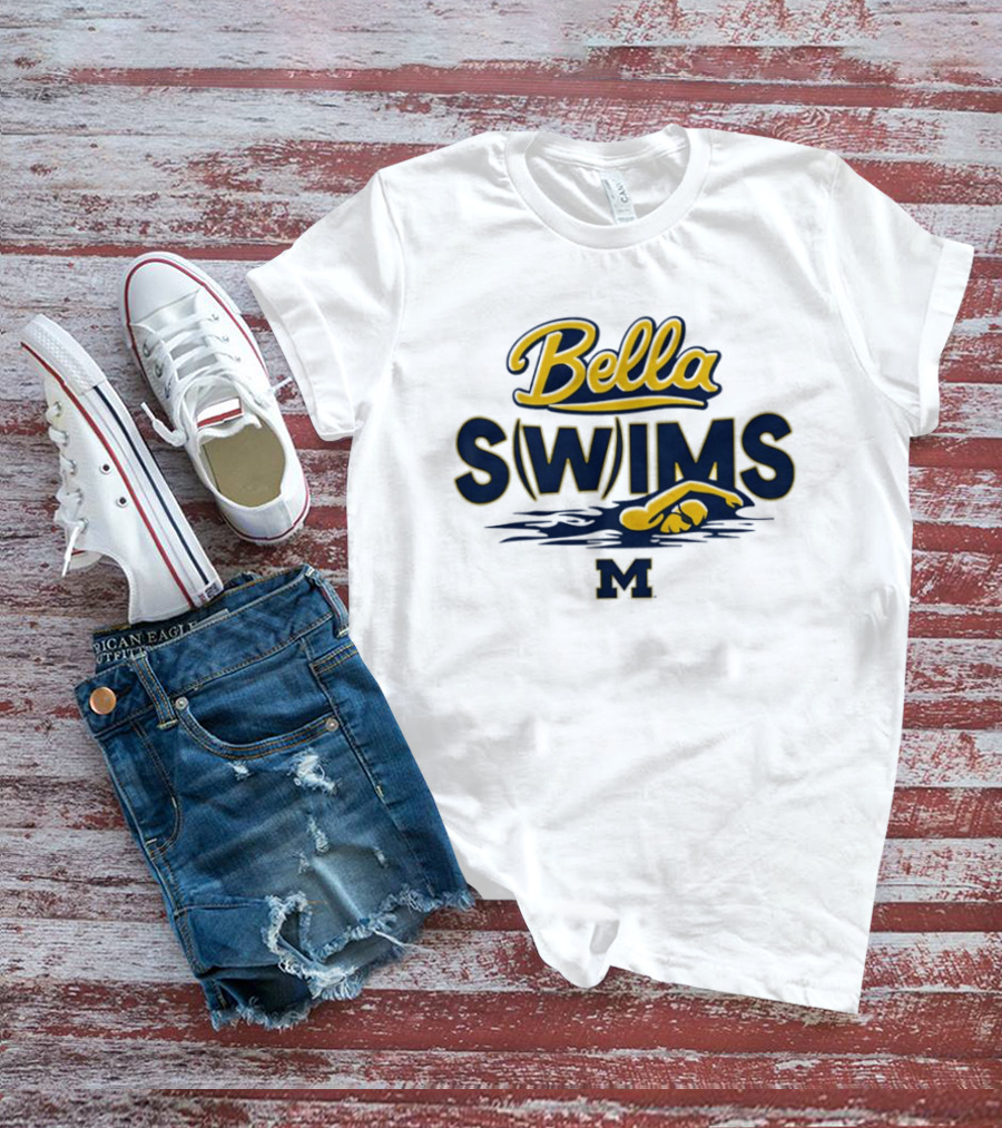 Bella Swims Michigan Wolverines M University Swimming T-Shirt