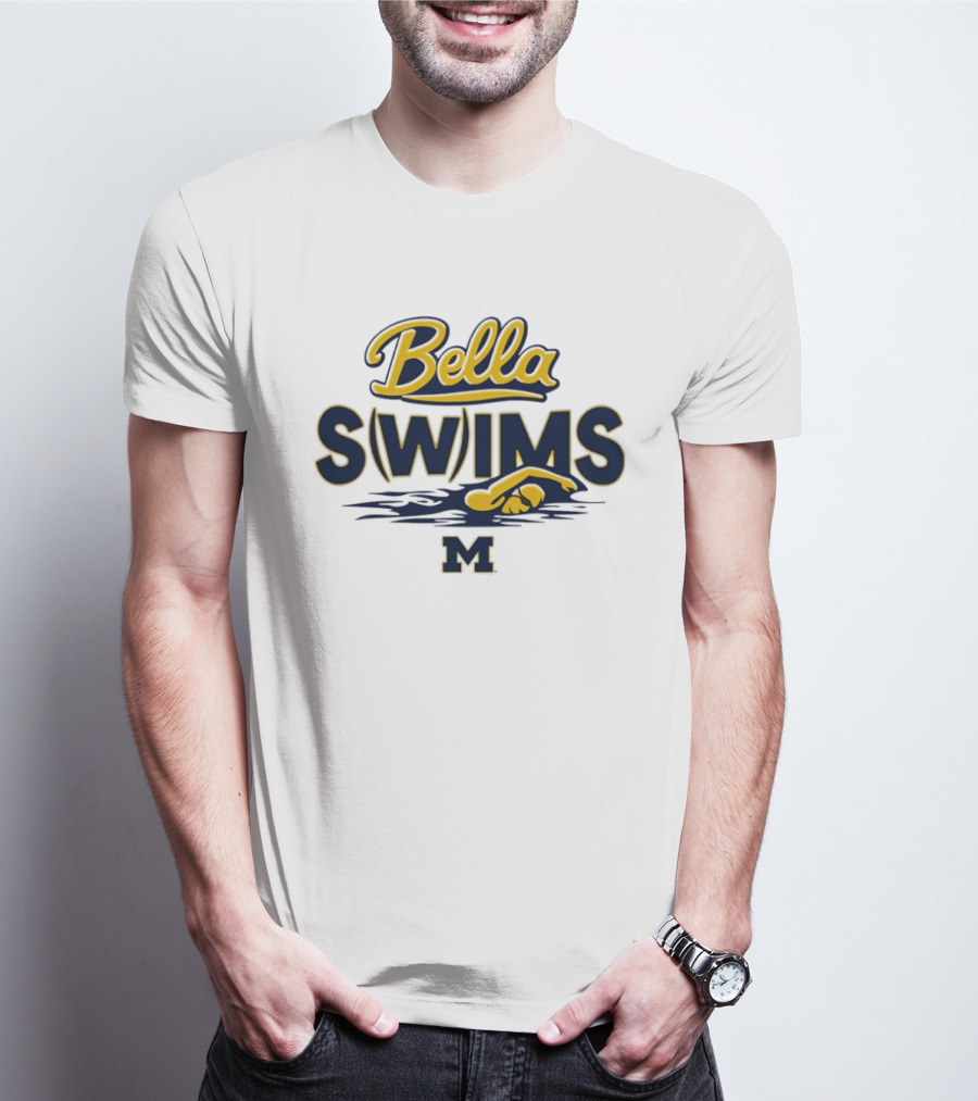 Bella Swims Michigan Wolverines M University Swimming T-Shirt
