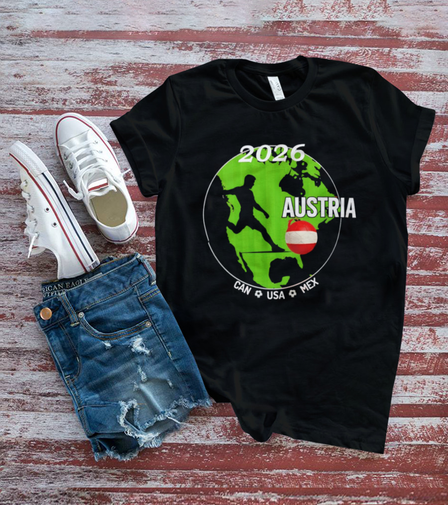 Austria Football 2026 CAN USA MEX World Cup Soccer Map T-Shirt