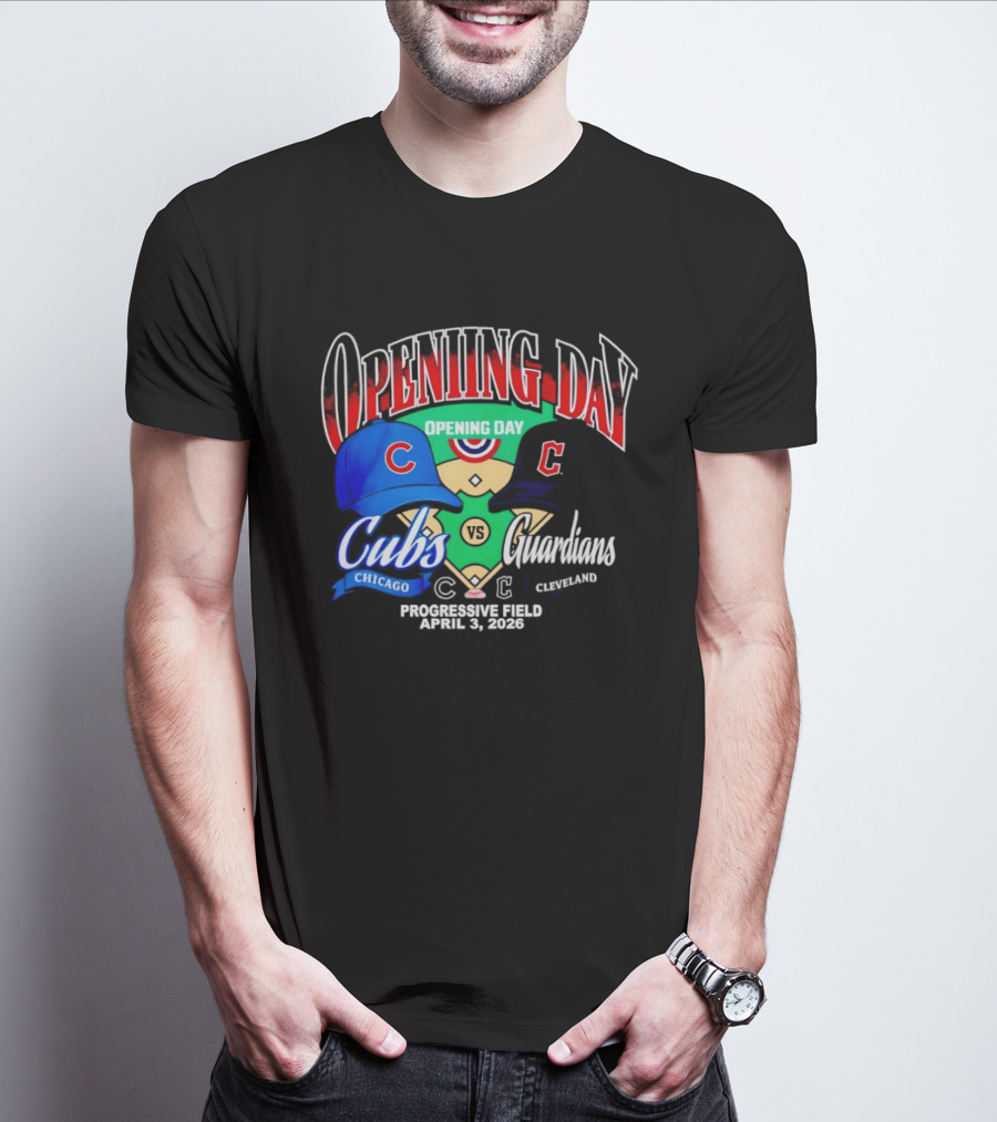 Chicago Cubs Vs Cleveland Guardians Opening Day April 1 2026 Progressive Field T-Shirt