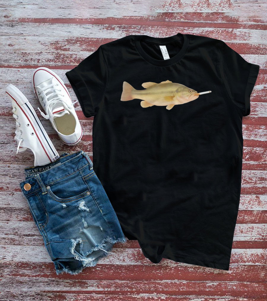 Fish Smoking Cigarette Novelty Humor T-Shirt