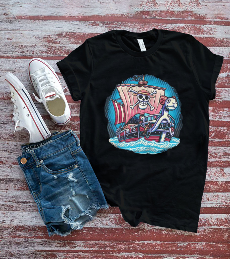 Straw Hat Pirates Going Merry Jolly Roger And Figurehead In Ocean Adventure T-Shirt
