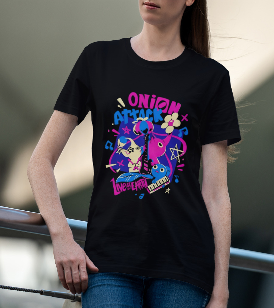 Onion Attack Live At Earth Pikmin Music Themed Concept T-Shirt