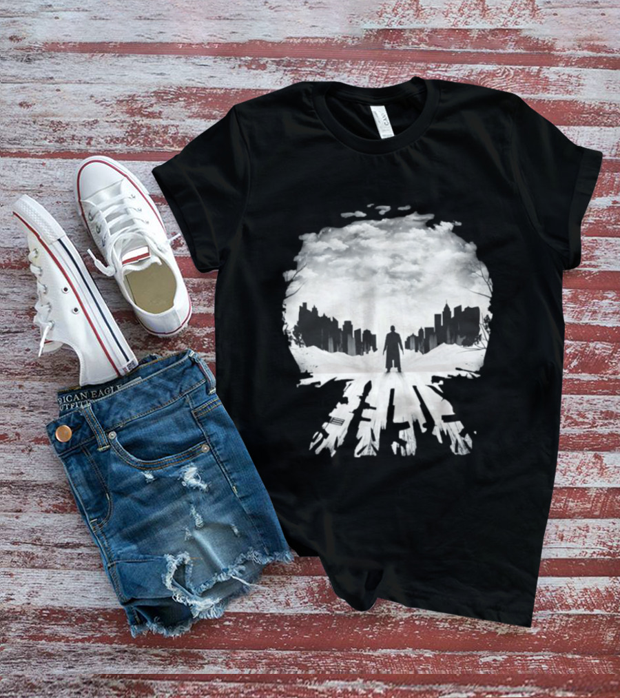 Punisher One Last Kill Urban Silhouette Black And White T-Shirt