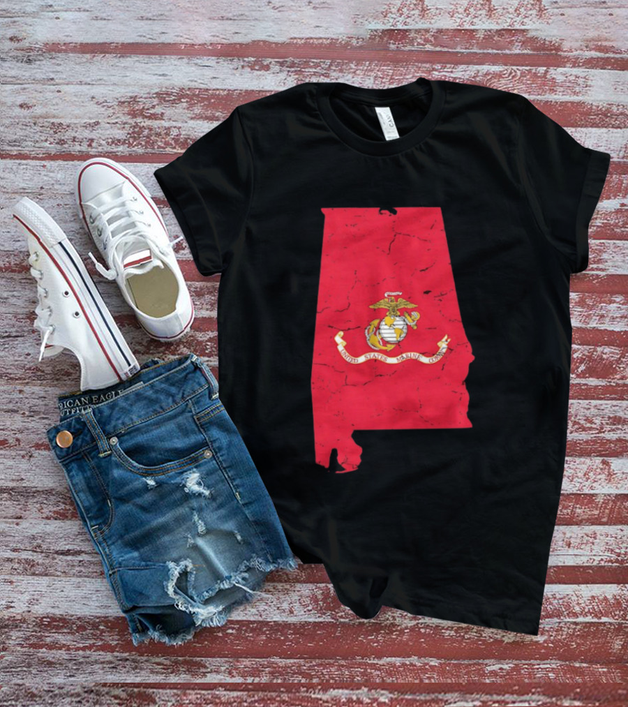United States Marine Corps Alabama Emblem Map T-Shirt