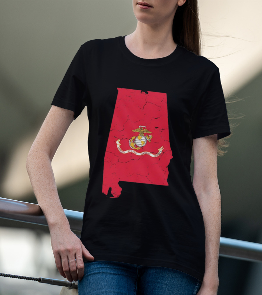 United States Marine Corps Alabama Emblem Map T-Shirt