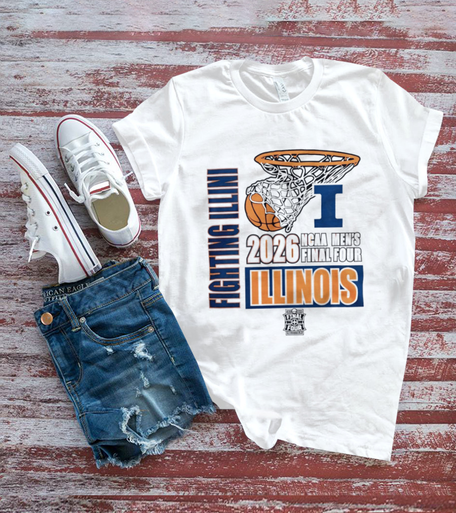Fighting Illini 2026 NCAA Men's Final Four Illinois Basketball Net T-Shirt