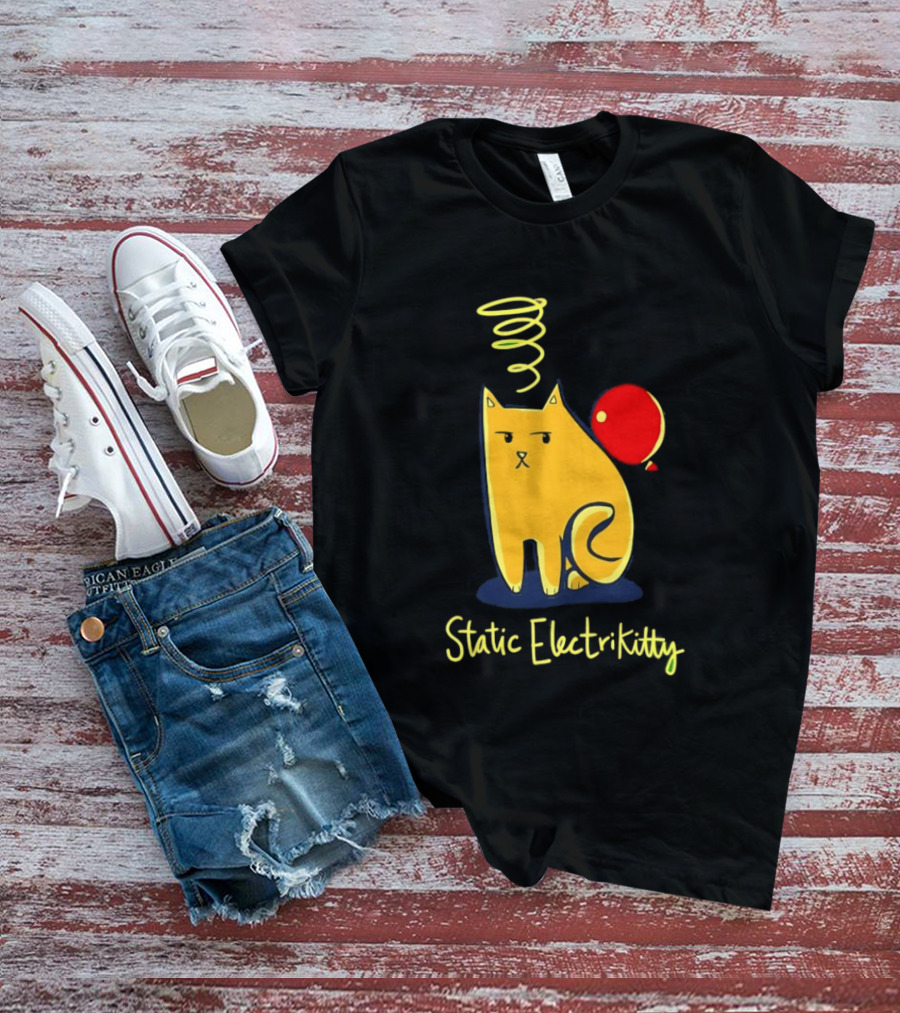 Static Electricity Cat Balloon Fun T-Shirt