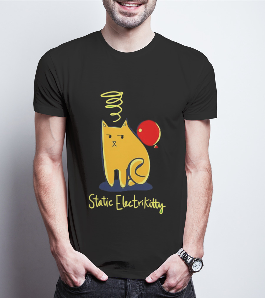 Static Electricity Cat Balloon Fun T-Shirt