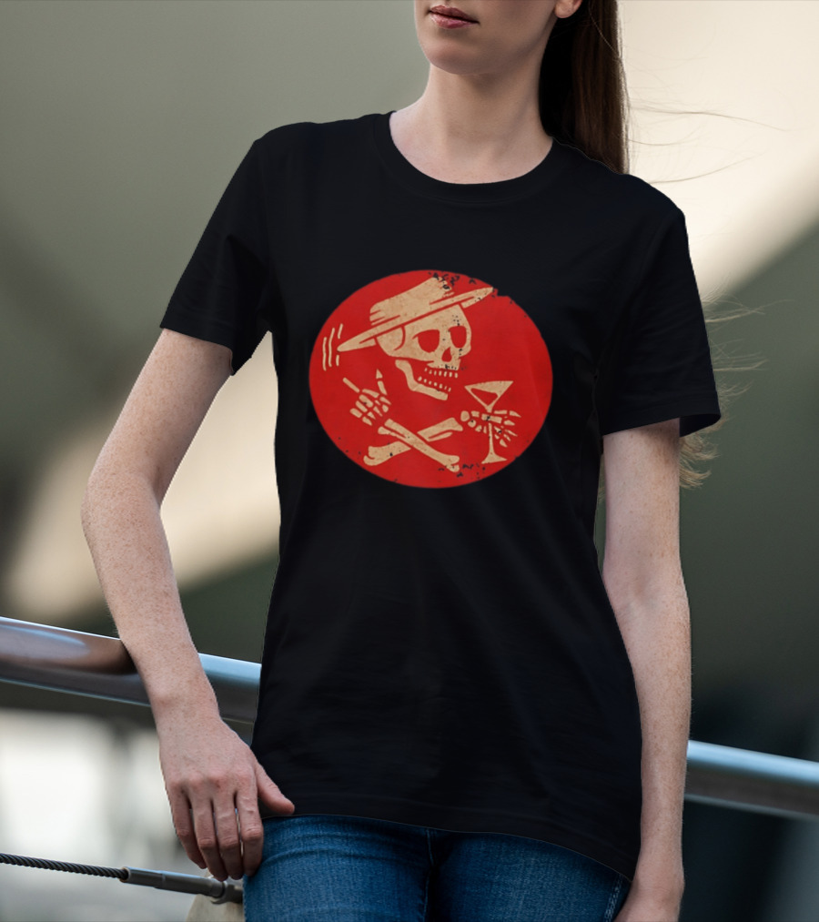 Social Distortion Skeleton Skull With Hat And Martini T-Shirt