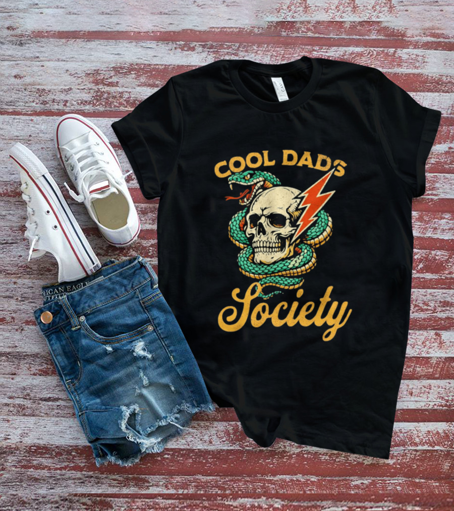 Cool Dads Society Skull Snake Lightning Bolt T-Shirt
