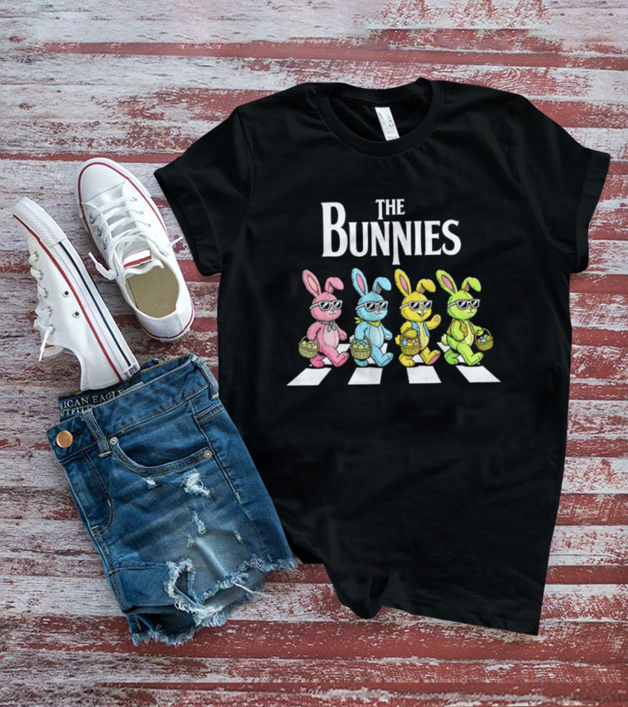 The Bunnies Walking Across Abbey Road In Colorful Sunglasses T-Shirt