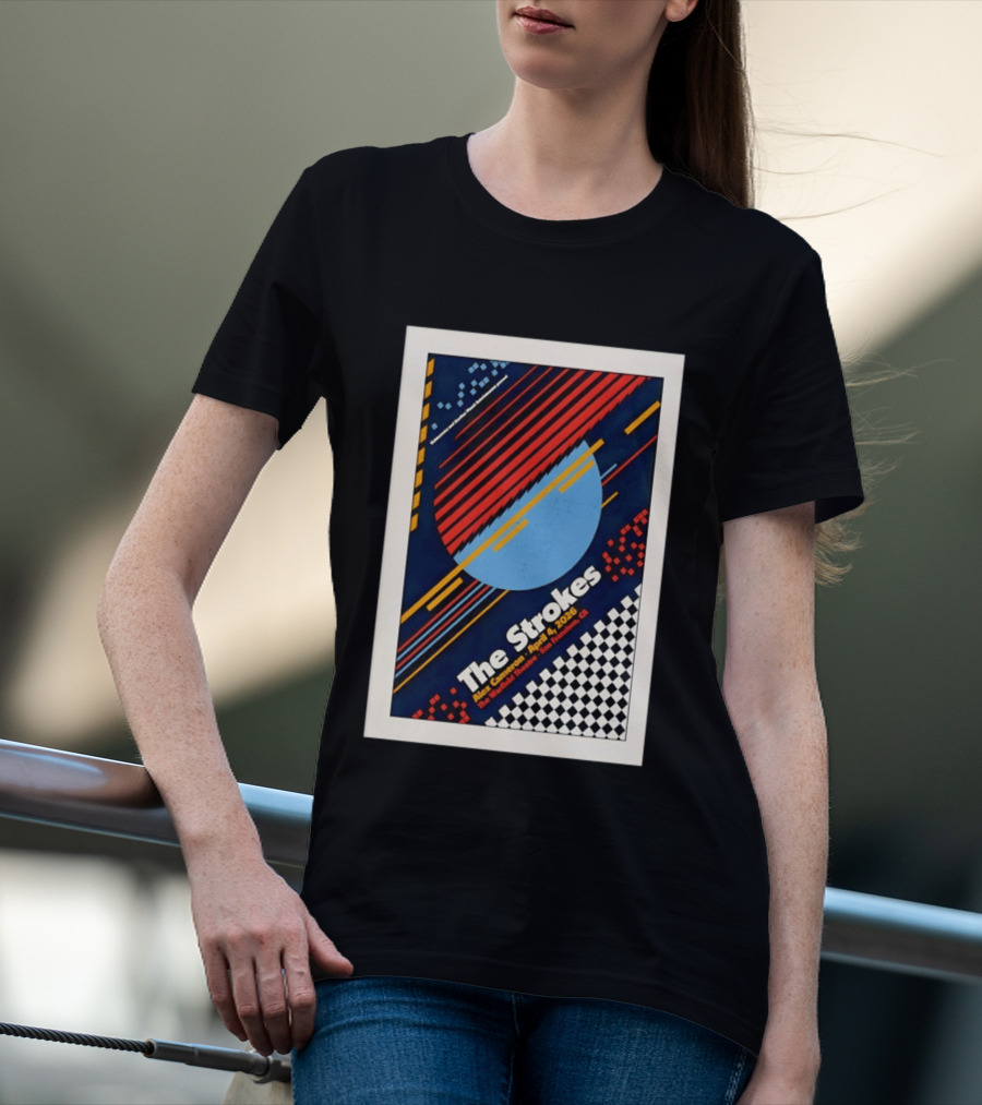 The Strokes Alex Cameron April 4 2026 San Francisco CA Checkerboard Stripes T-Shirt