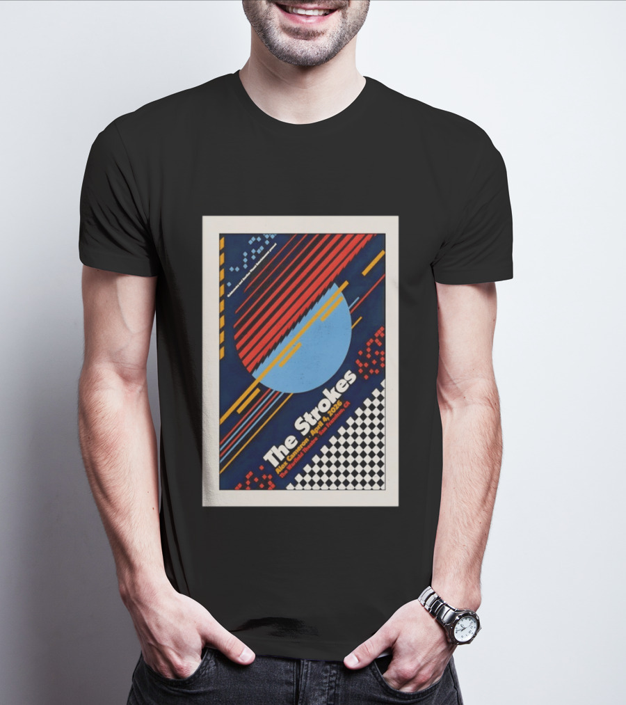 The Strokes Alex Cameron April 4 2026 San Francisco CA Checkerboard Stripes T-Shirt