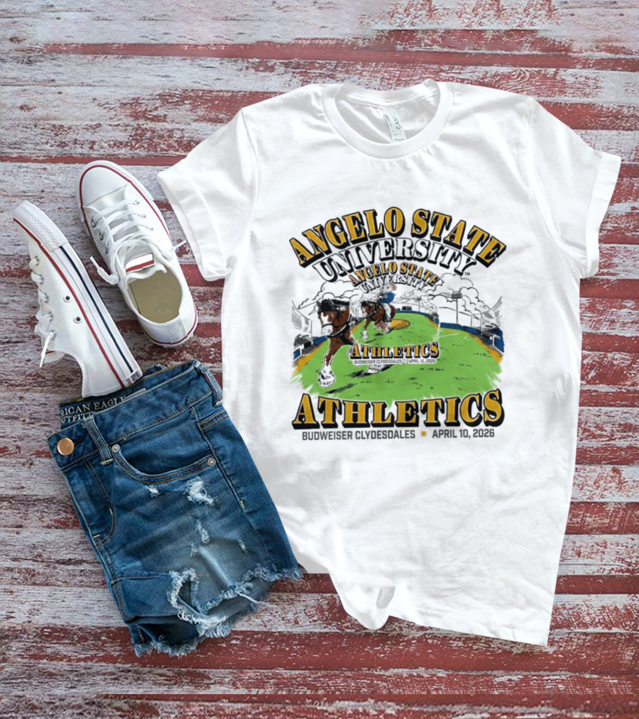 Angelo State University Athletics Budweiser Clydesdales April 10 2026 Event Celebration T-Shirt