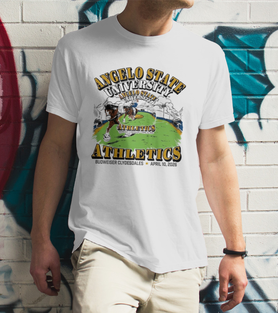 Angelo State University Athletics Budweiser Clydesdales April 10 2026 Event Celebration T-Shirt
