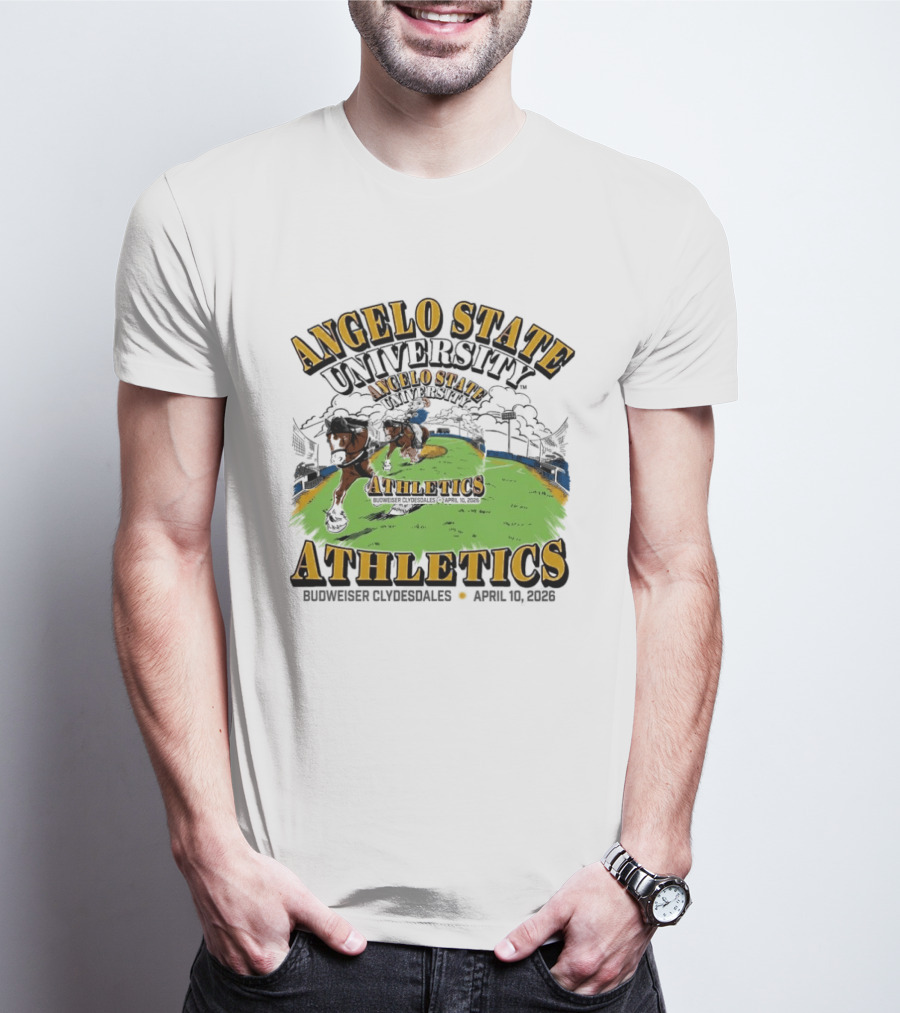 Angelo State University Athletics Budweiser Clydesdales April 10 2026 Event Celebration T-Shirt