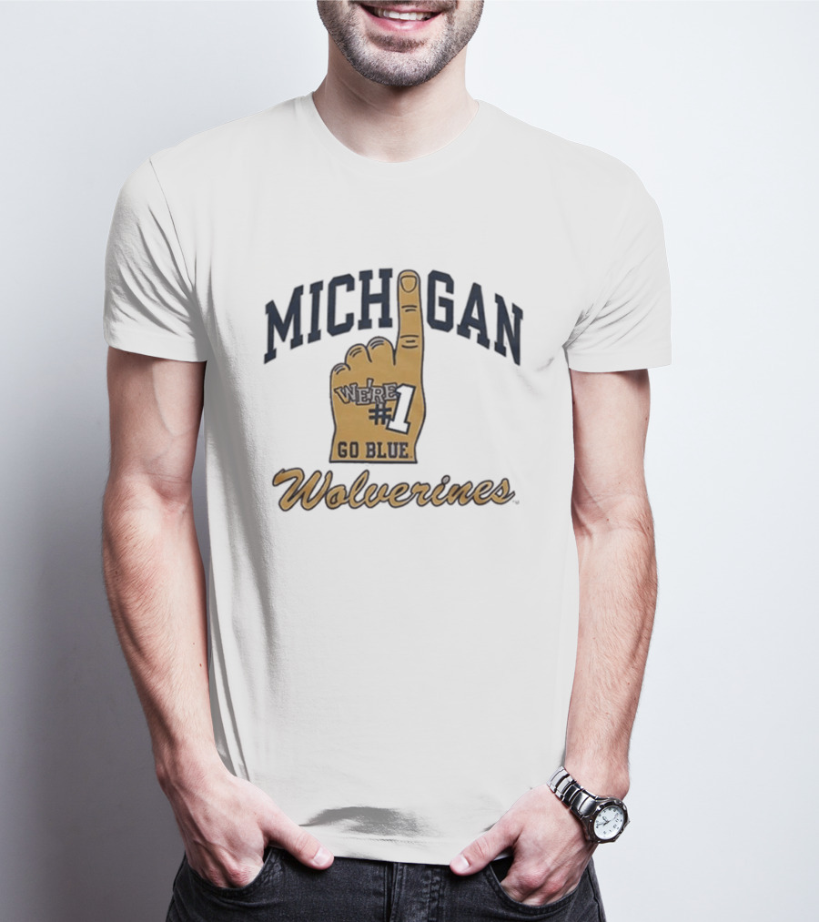 Michigan Wolverines Number One Foam Finger Go Blue T-Shirt