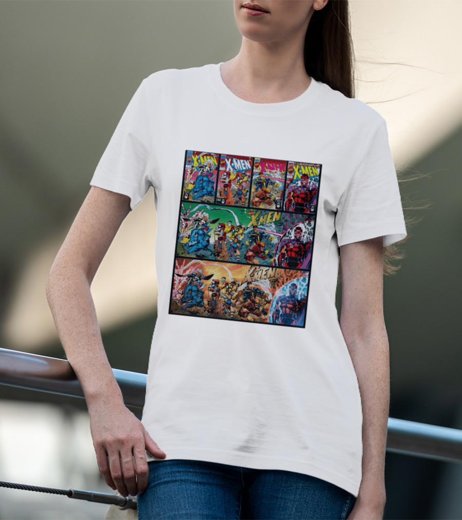 X Men The Animated Series Marvel Comics Classic Covers Wolverine Magneto Cyclops Storm T-Shirt