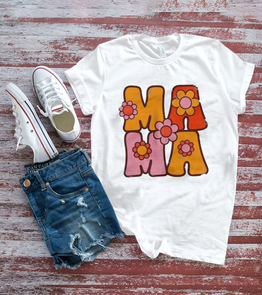 Mama Flower Power Retro Mother's Day Vintage Florals T-Shirt