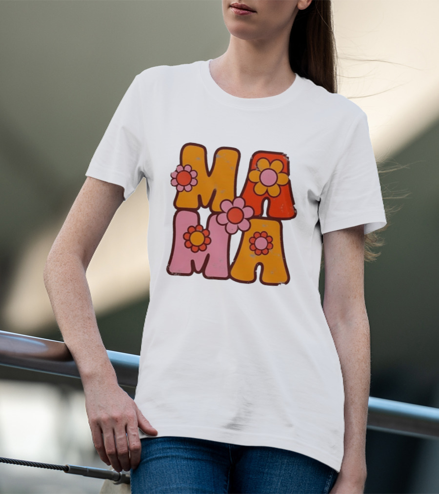 Mama Flower Power Retro Mother's Day Vintage Florals T-Shirt