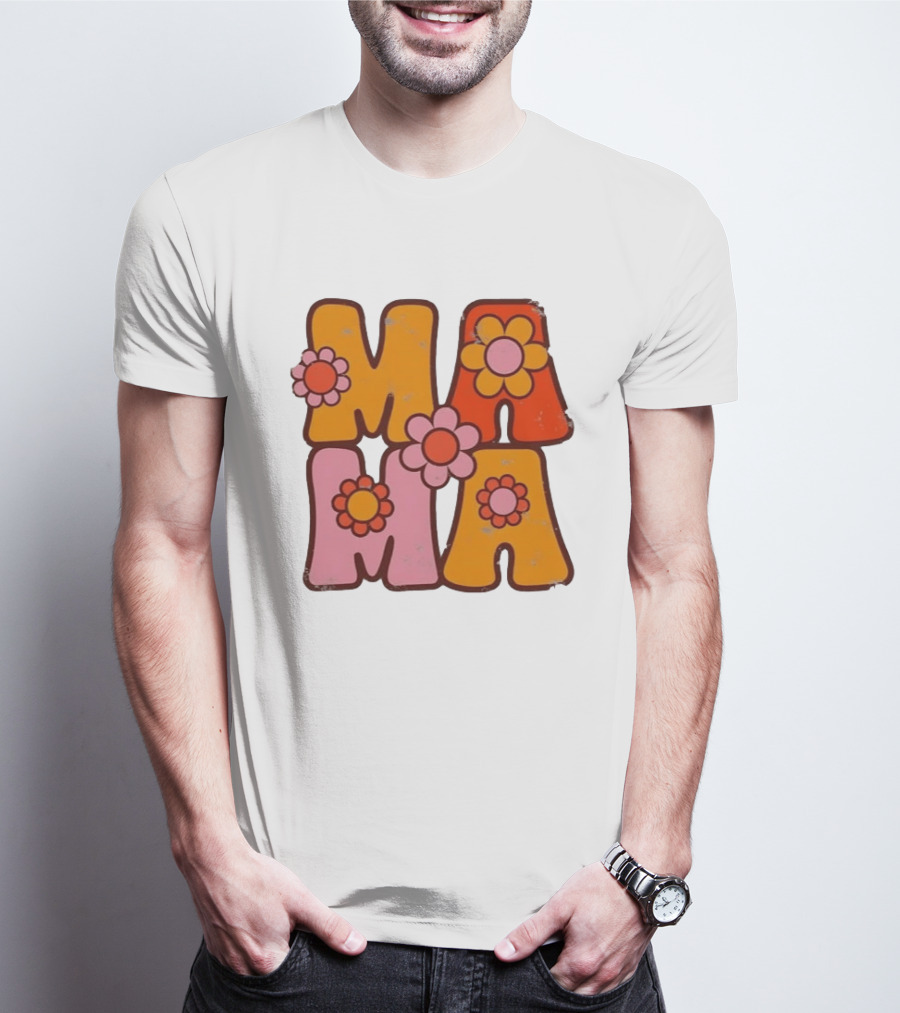 Mama Flower Power Retro Mother's Day Vintage Florals T-Shirt