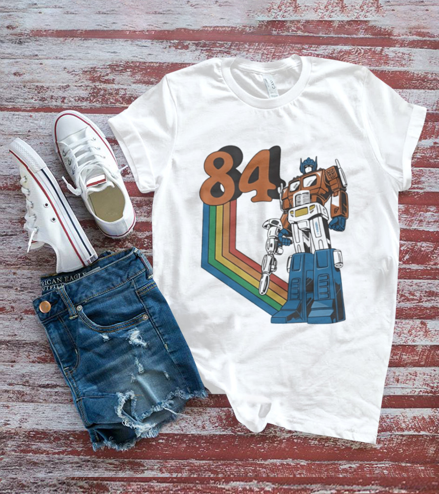 Optimus Prime 84 Retro Transformers Rainbow T-Shirt