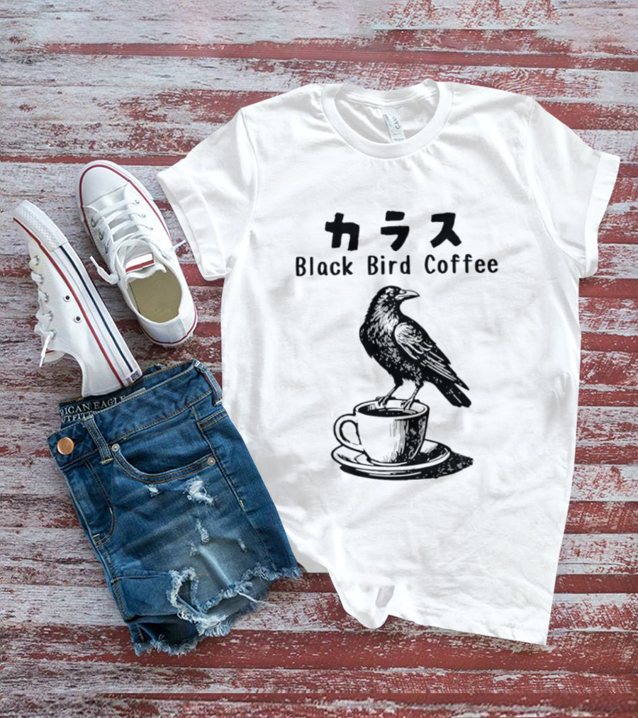 Black Bird Coffee Raven Blackbird Coffee Break Meme T-Shirt