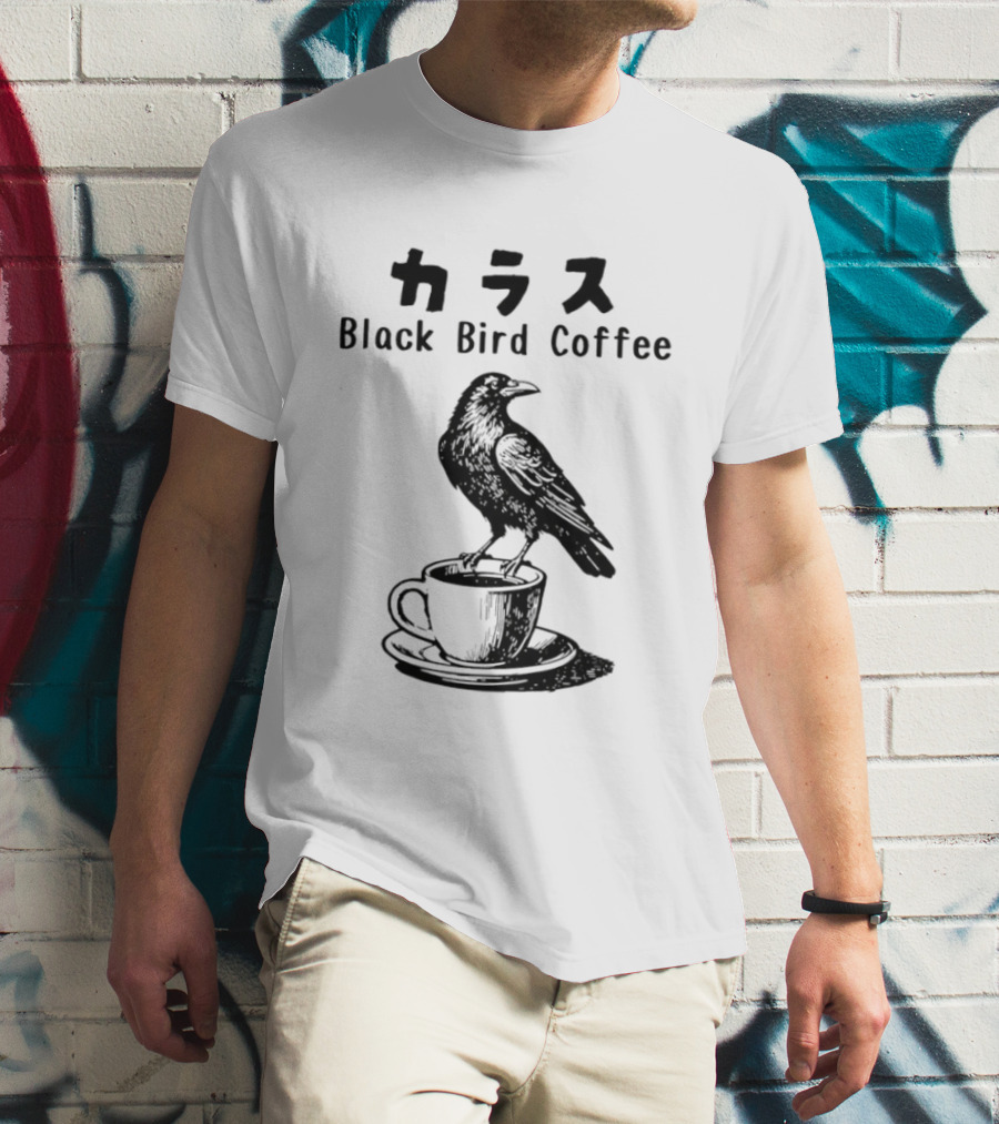 Black Bird Coffee Raven Blackbird Coffee Break Meme T-Shirt