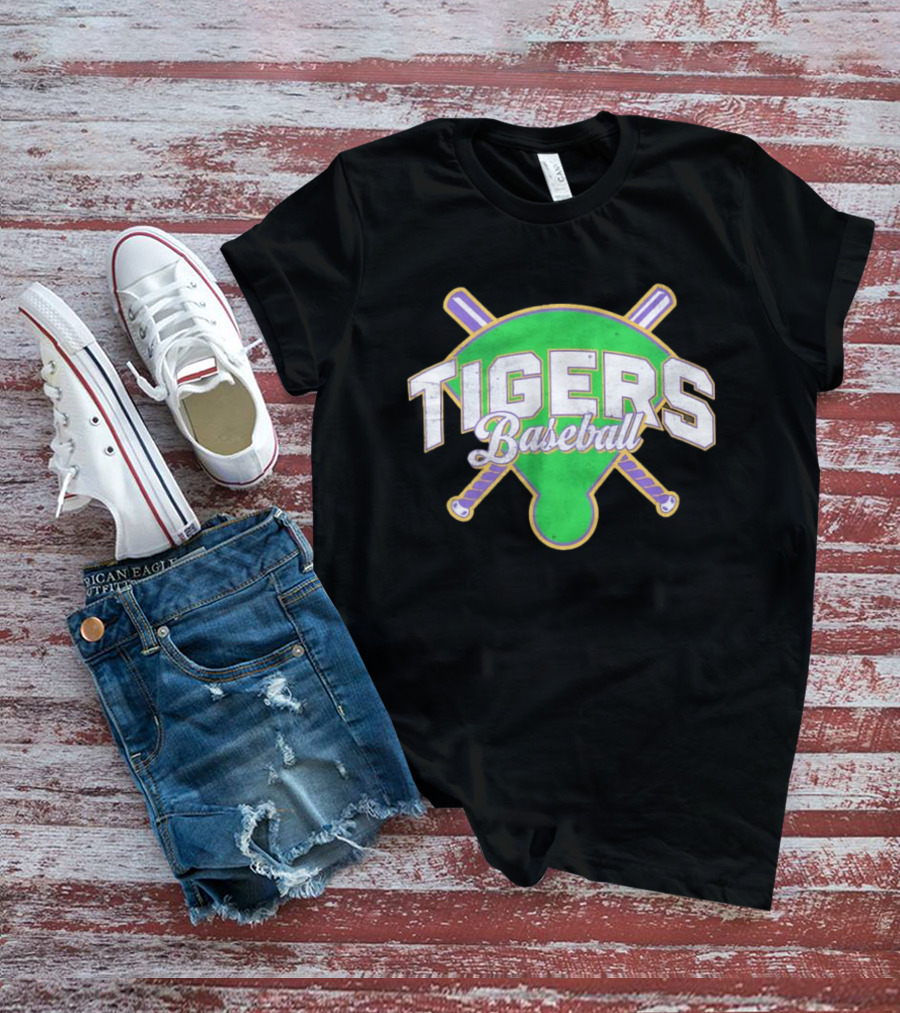 Tigers Baseball LSU Field Crossed Bats T-Shirt