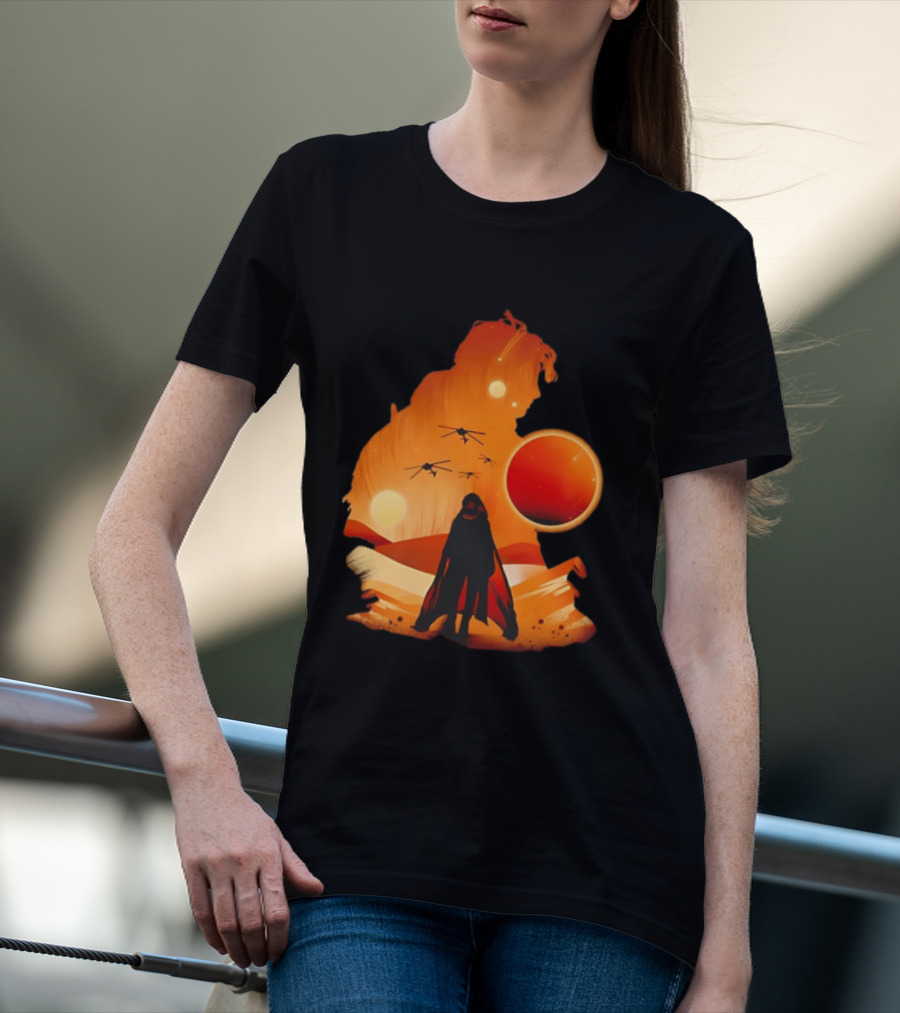 Dune The Final Sand Battle Epic Desert Scene With Hero And Sun T-Shirt